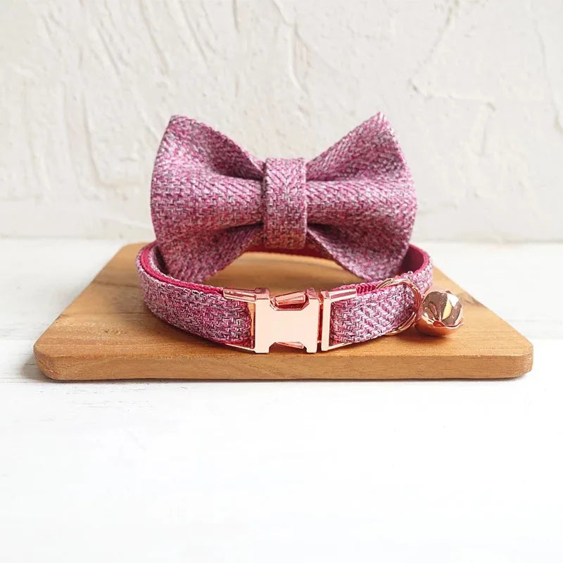 Pet Charm Collar Cat Collar Luxe Pet Store Rose Collar + Bow S 