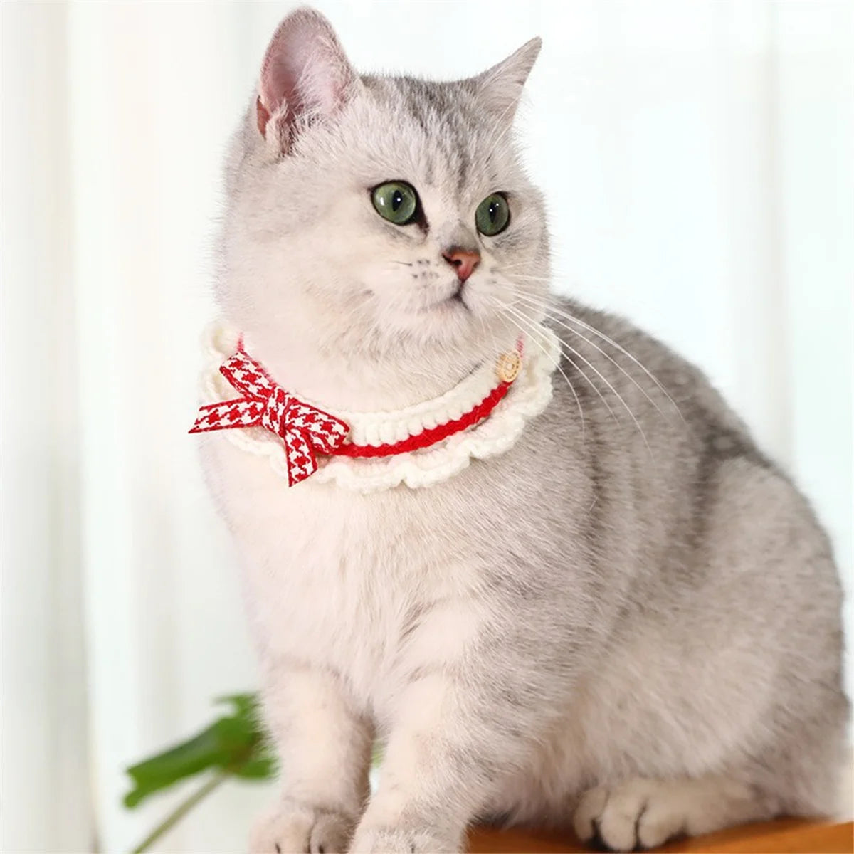 Cute Pet Cat Saliva Towel Hand-knitted Adjustable Kitten Cat Puppy Bow-knot Collar Pet Cat Decorative Collar Kitten Accessories Luxe Pet Store | Tiny. Pure. Love. 