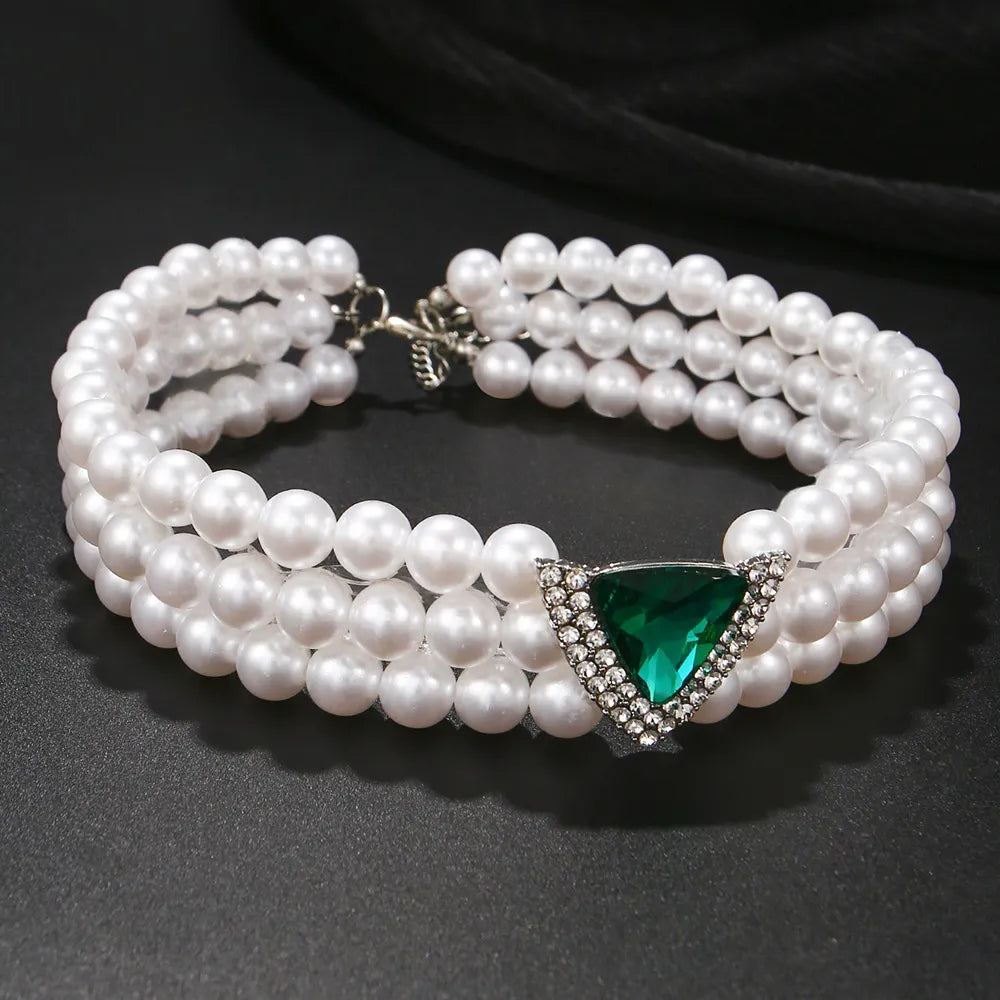 Diamond Pearl Pet Necklace