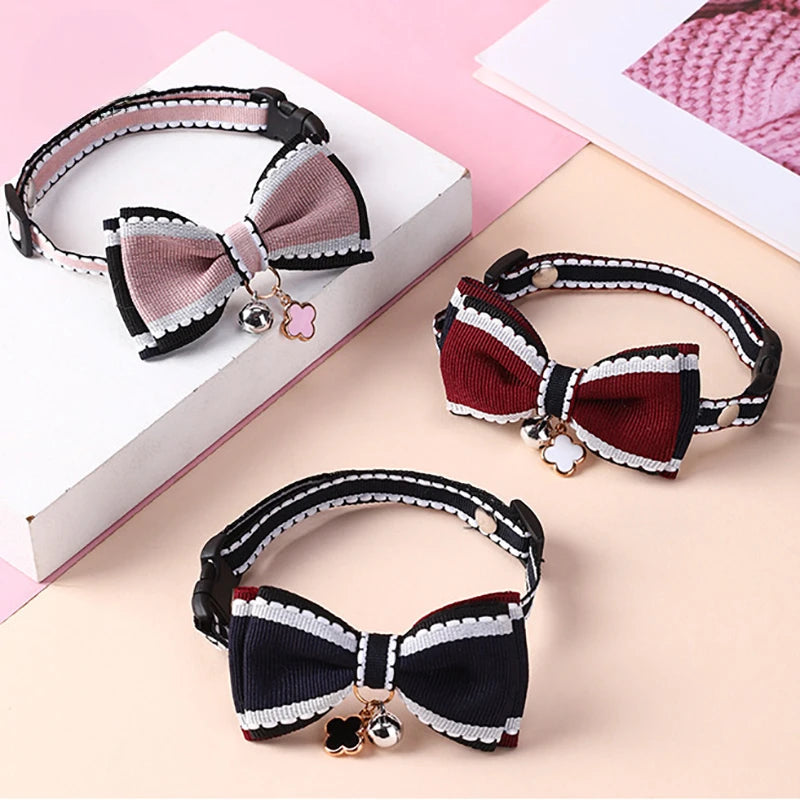 New Cute Pet Girl Cat Dog Collar Adjustable Bow Bells Collar Cat Necklace Fashion Accessories Pet Puppy Kitten Pendant Supplies Luxe Pet Store | Tiny. Pure. Love. 