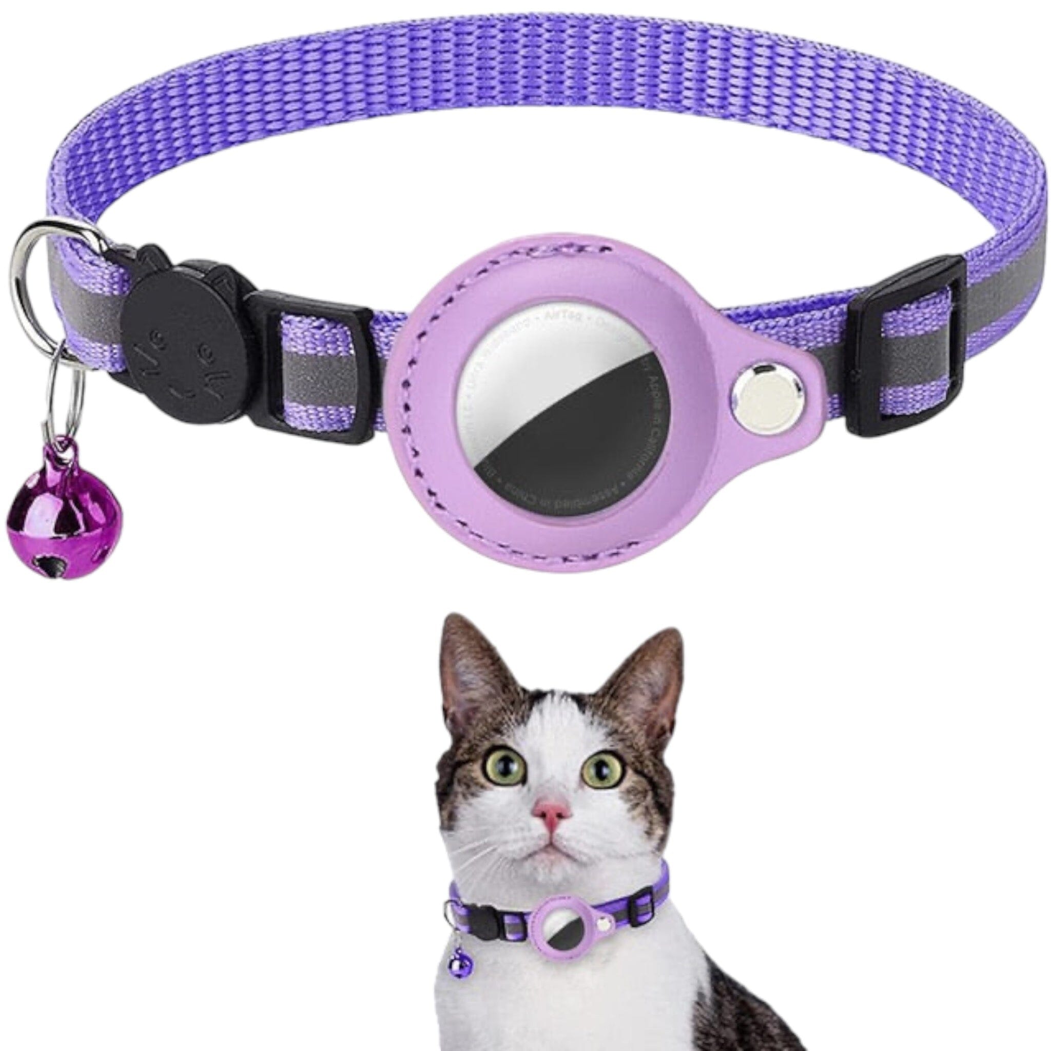 Pet Collar + AirTag Holder Cat Airtag Collar USAdrop Purple 