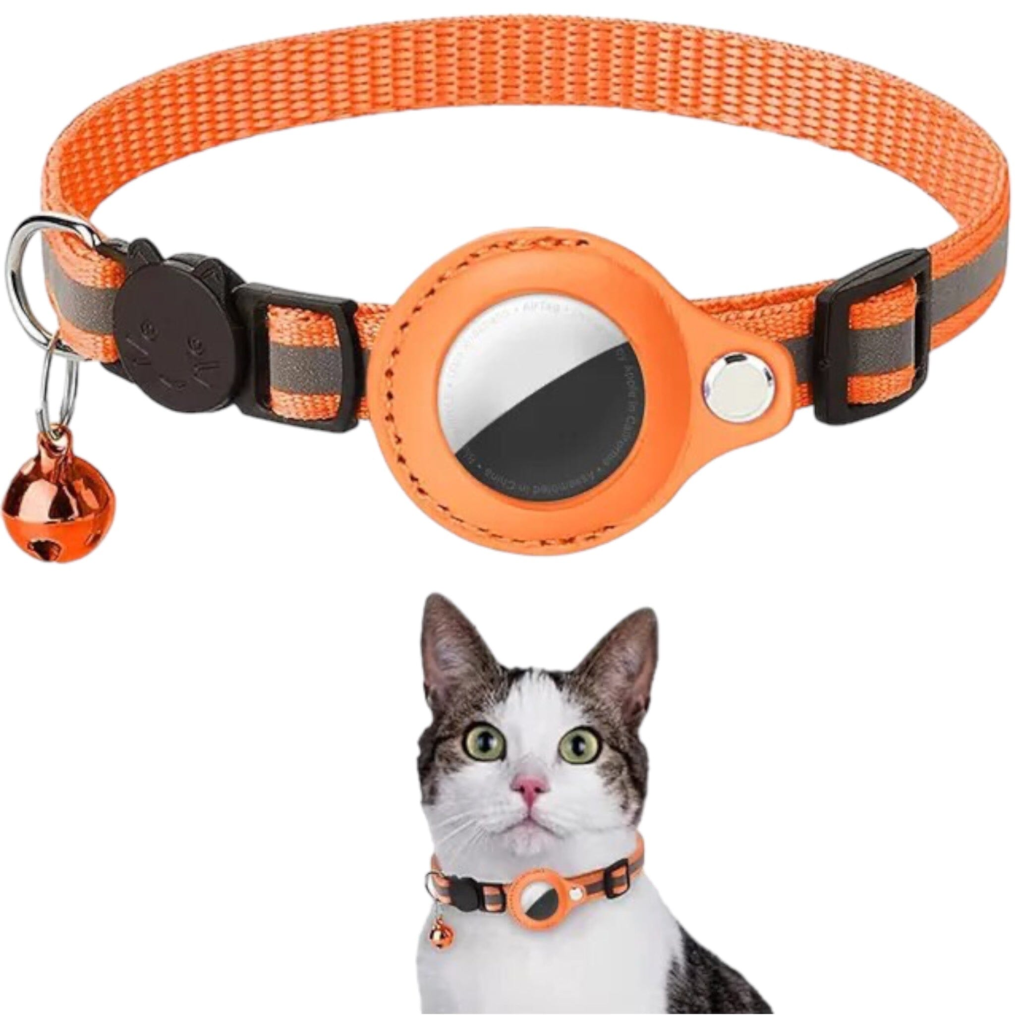 Pet Collar + AirTag Holder Cat Airtag Collar USAdrop Orange 