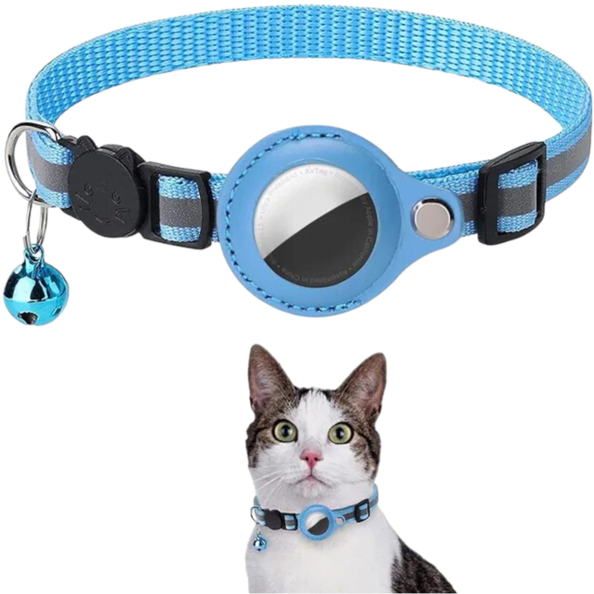 Pet Collar + AirTag Holder Cat Airtag Collar USAdrop Blue 