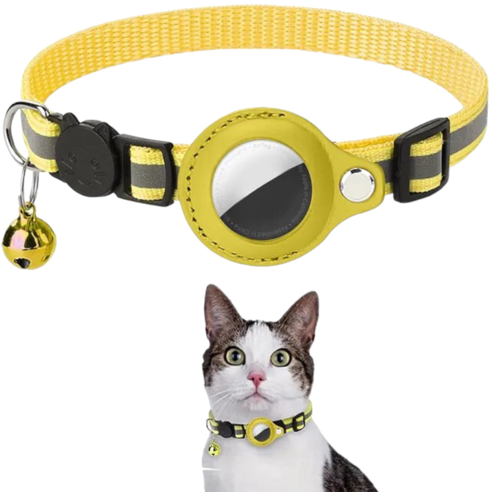 Pet Collar + AirTag Holder Cat Airtag Collar USAdrop Yellow 