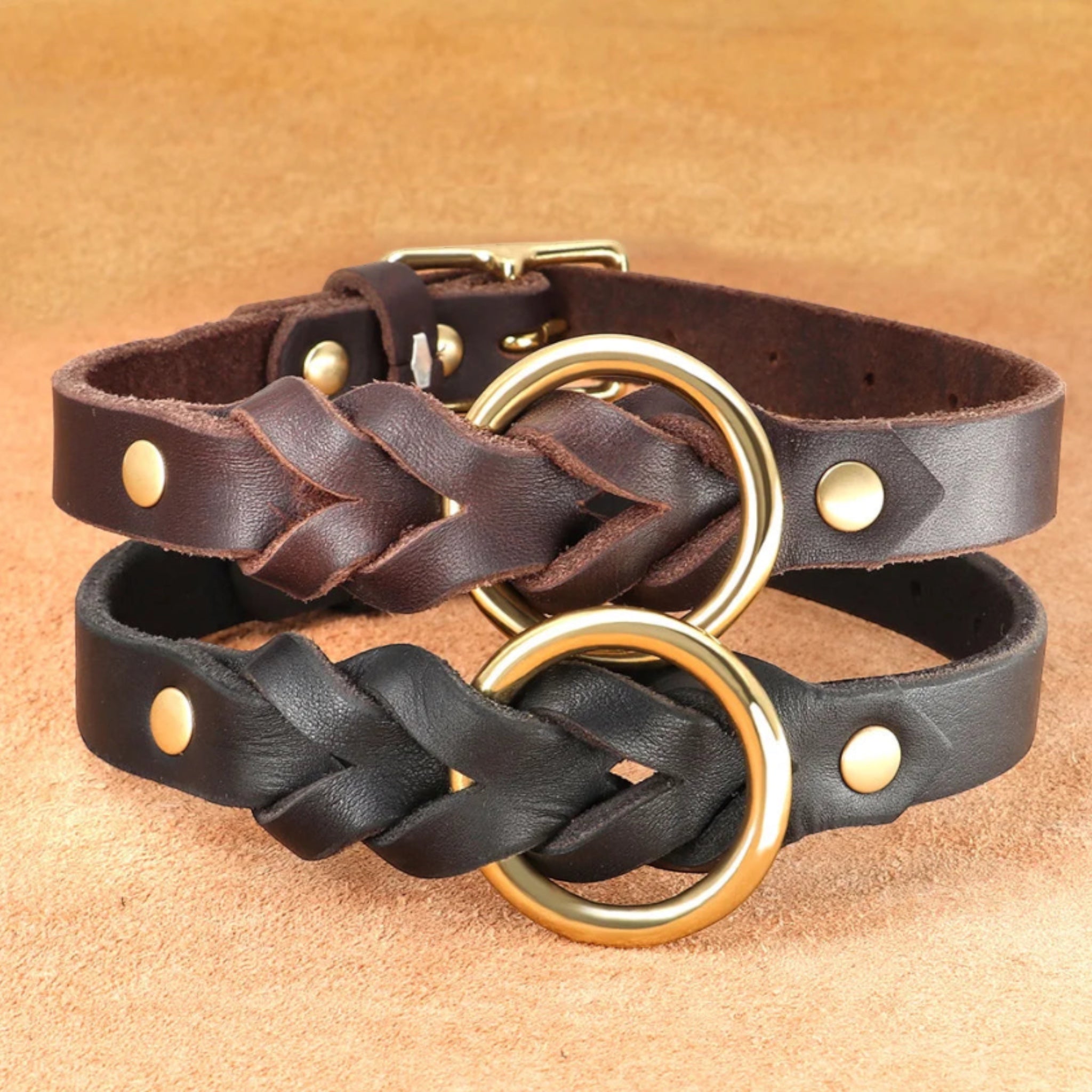 Luxe Paws Braided Leather Set Collar Luxe Pet Store 