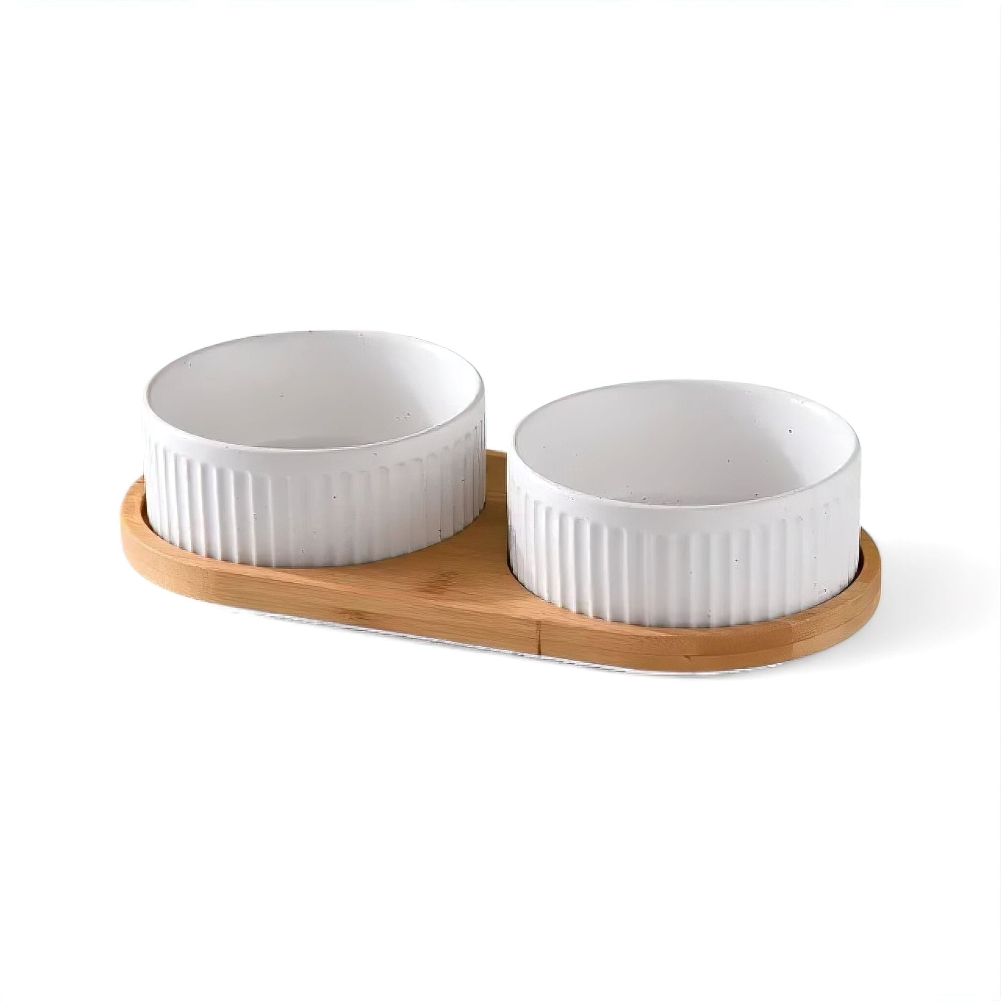 Happy Snack Bowls Luxe Pet Store | Tiny. Pure. Love. Double Bowl Set White 