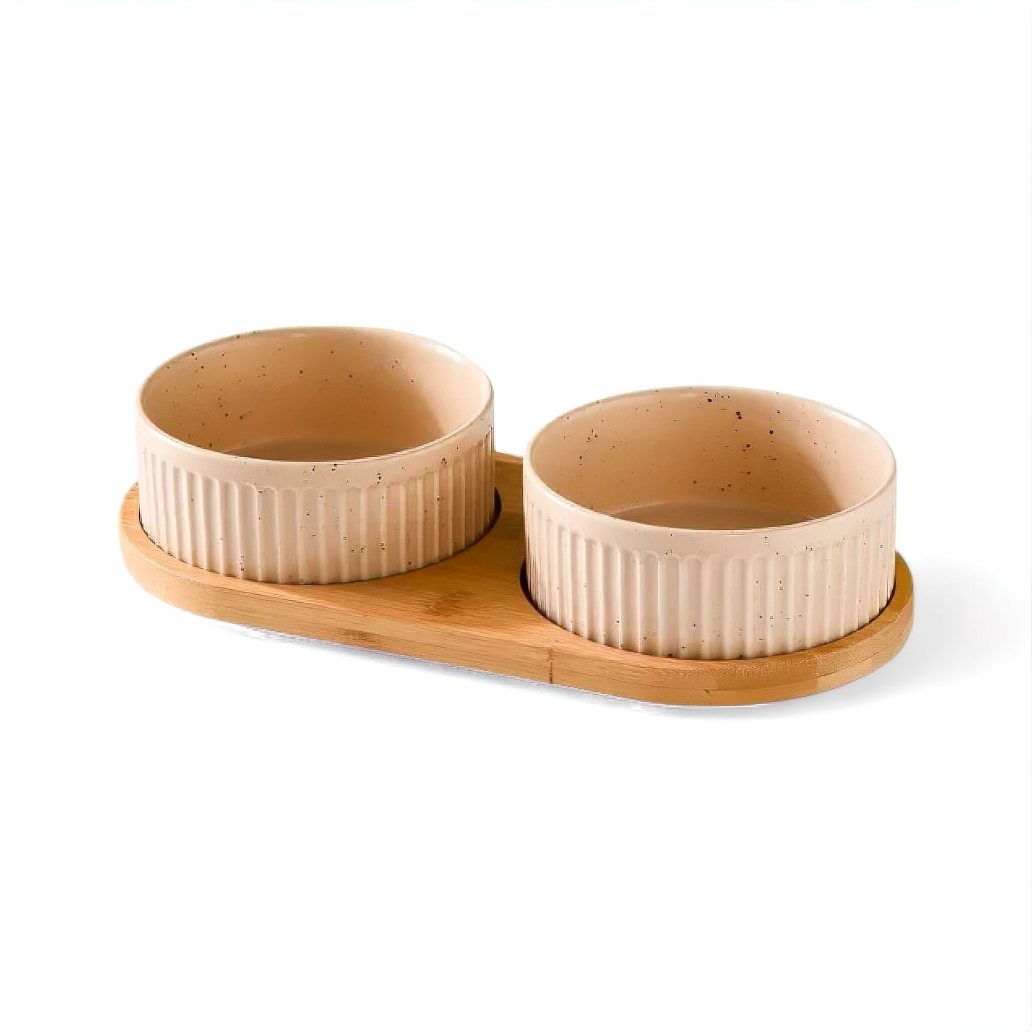 Happy Snack Bowls Luxe Pet Store | Tiny. Pure. Love. Double Bowl Set Brown 