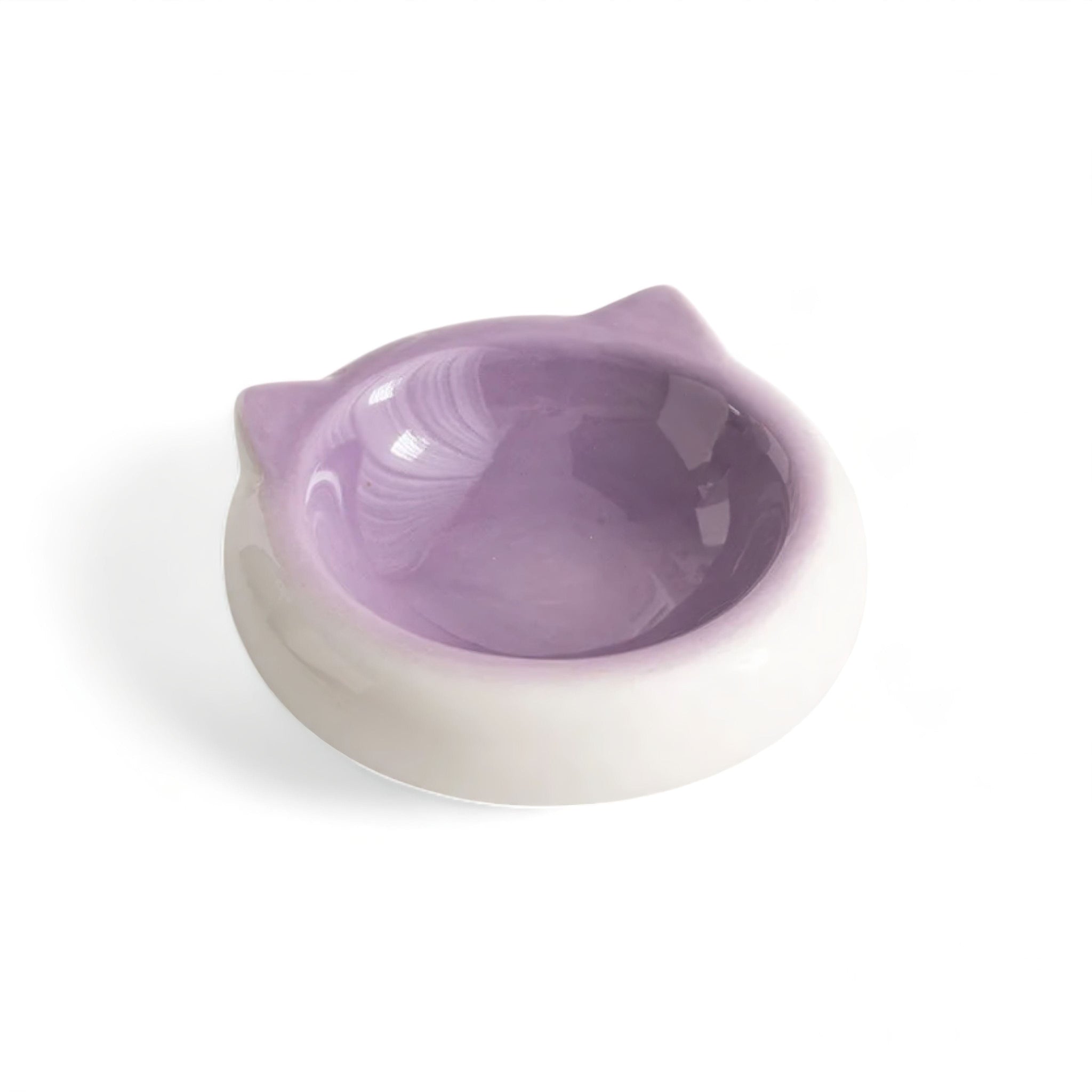 Kitty Ear Bowl Luxe Pet Store | Tiny. Pure. Love. White + Purple 