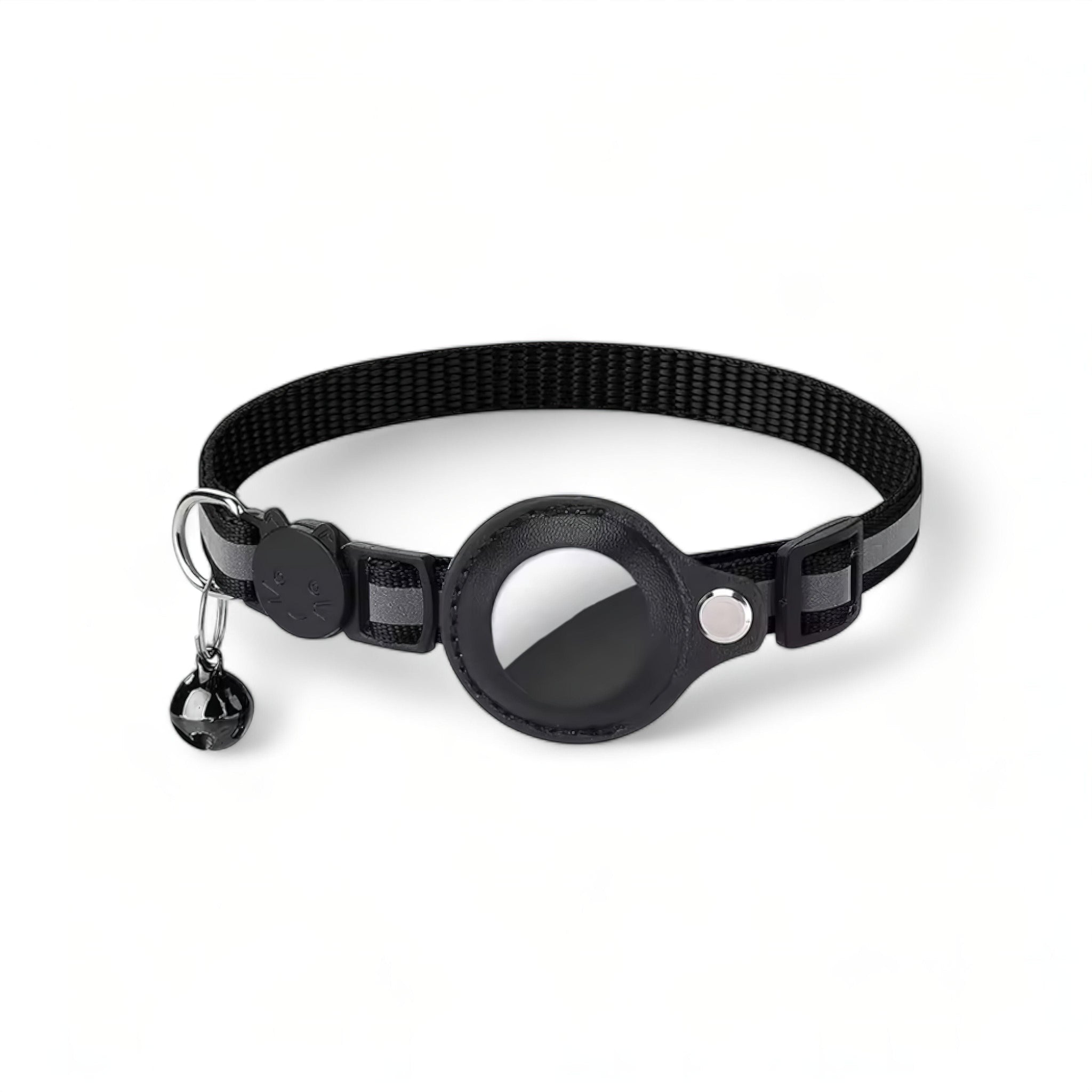 Pet Collar + AirTag Holder Cat Airtag Collar Luxe Pet Store Black 