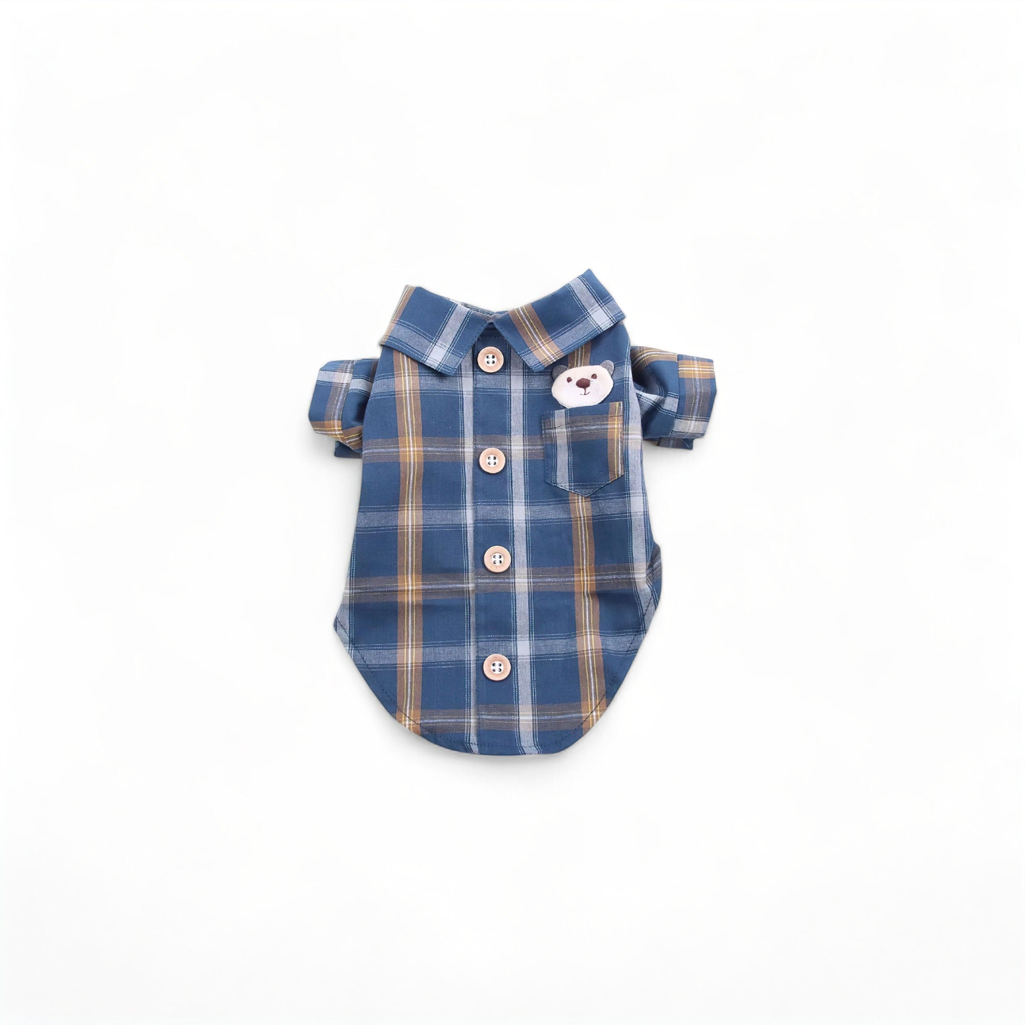 Plaid Pet Shirt Luxe Pet Store | Tiny. Pure. Love. Blue XS 