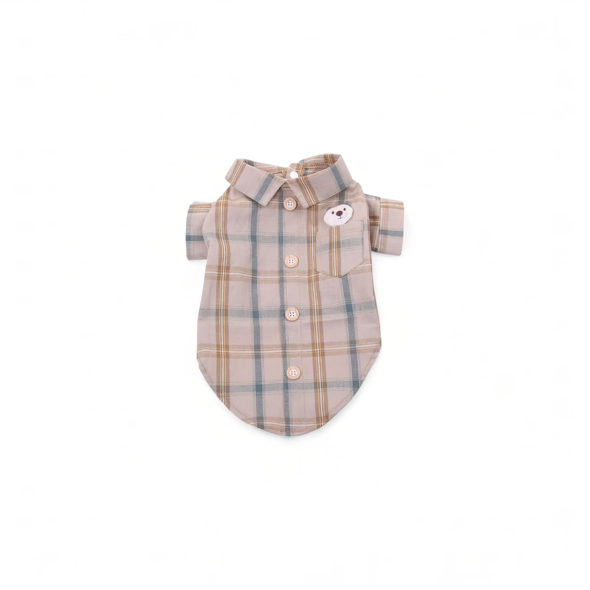 Plaid Pet Shirt Luxe Pet Store | Tiny. Pure. Love. Beige XS 