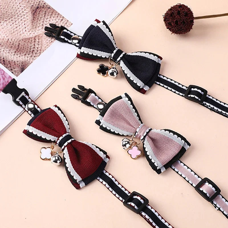 New Cute Pet Girl Cat Dog Collar Adjustable Bow Bells Collar Cat Necklace Fashion Accessories Pet Puppy Kitten Pendant Supplies Luxe Pet Store | Tiny. Pure. Love. 