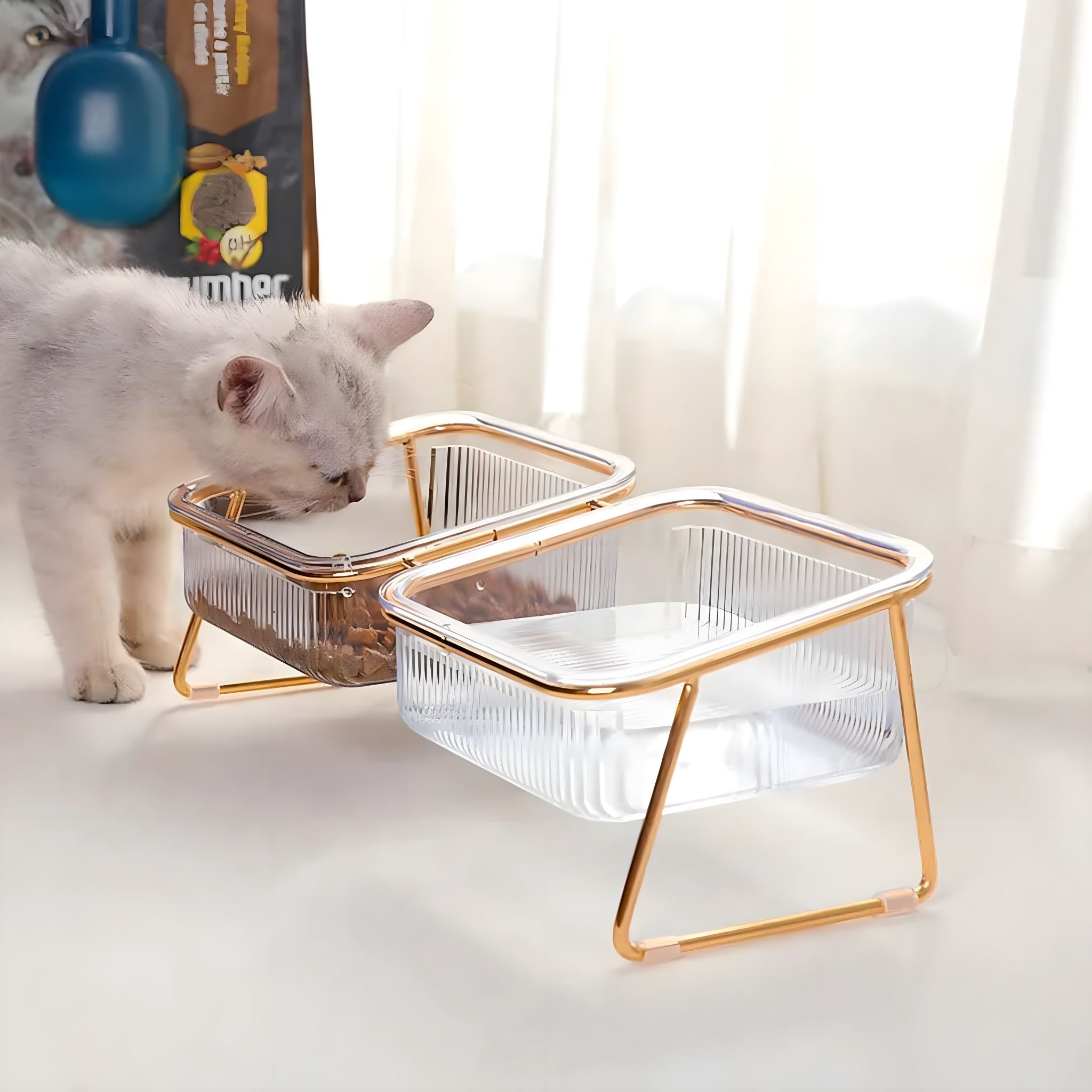 Elevated Delight Pet Bowl cat bowl Luxe Pet Store Double 