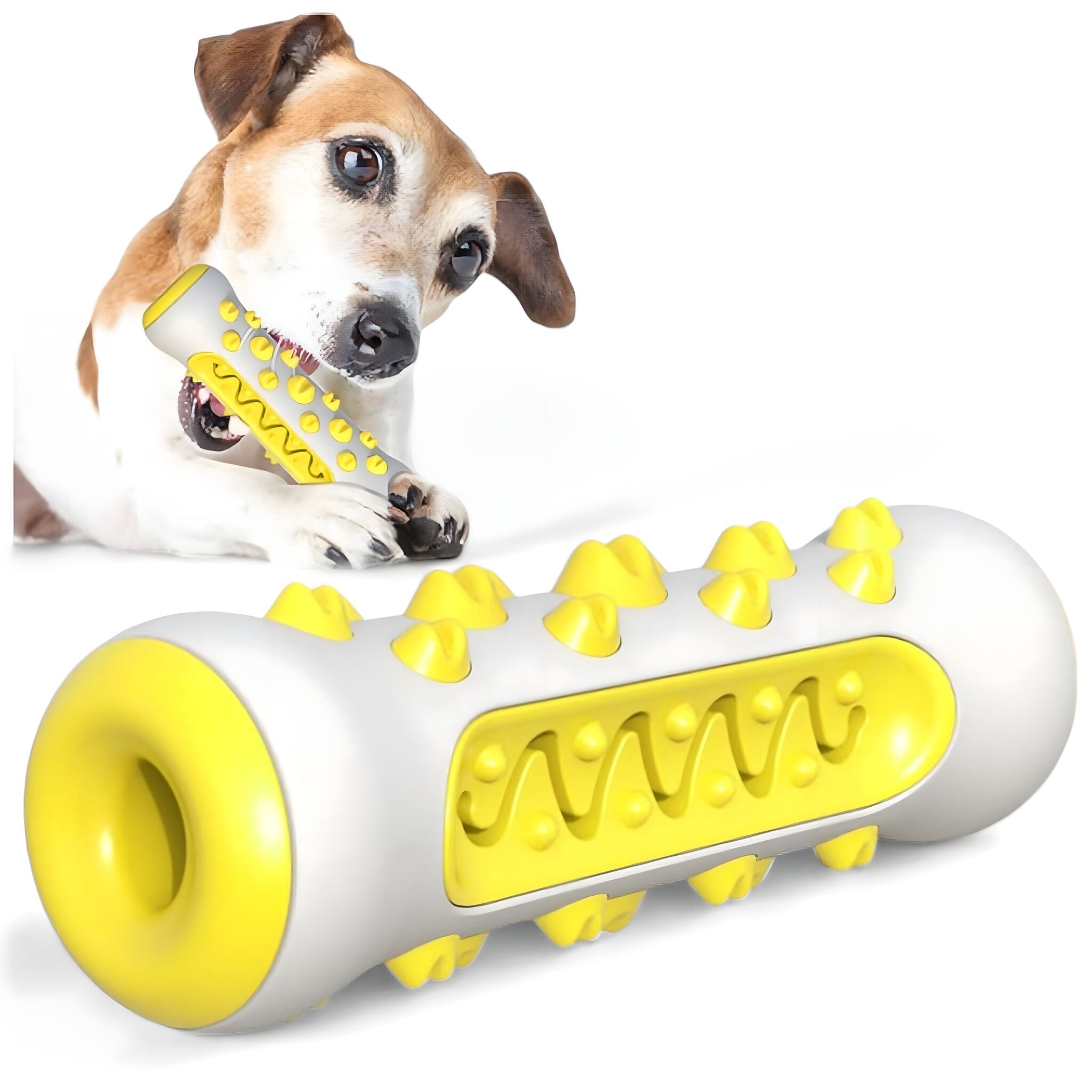 Puppy Chews & Smiles Dog Toy USAdrop Yellow + White 