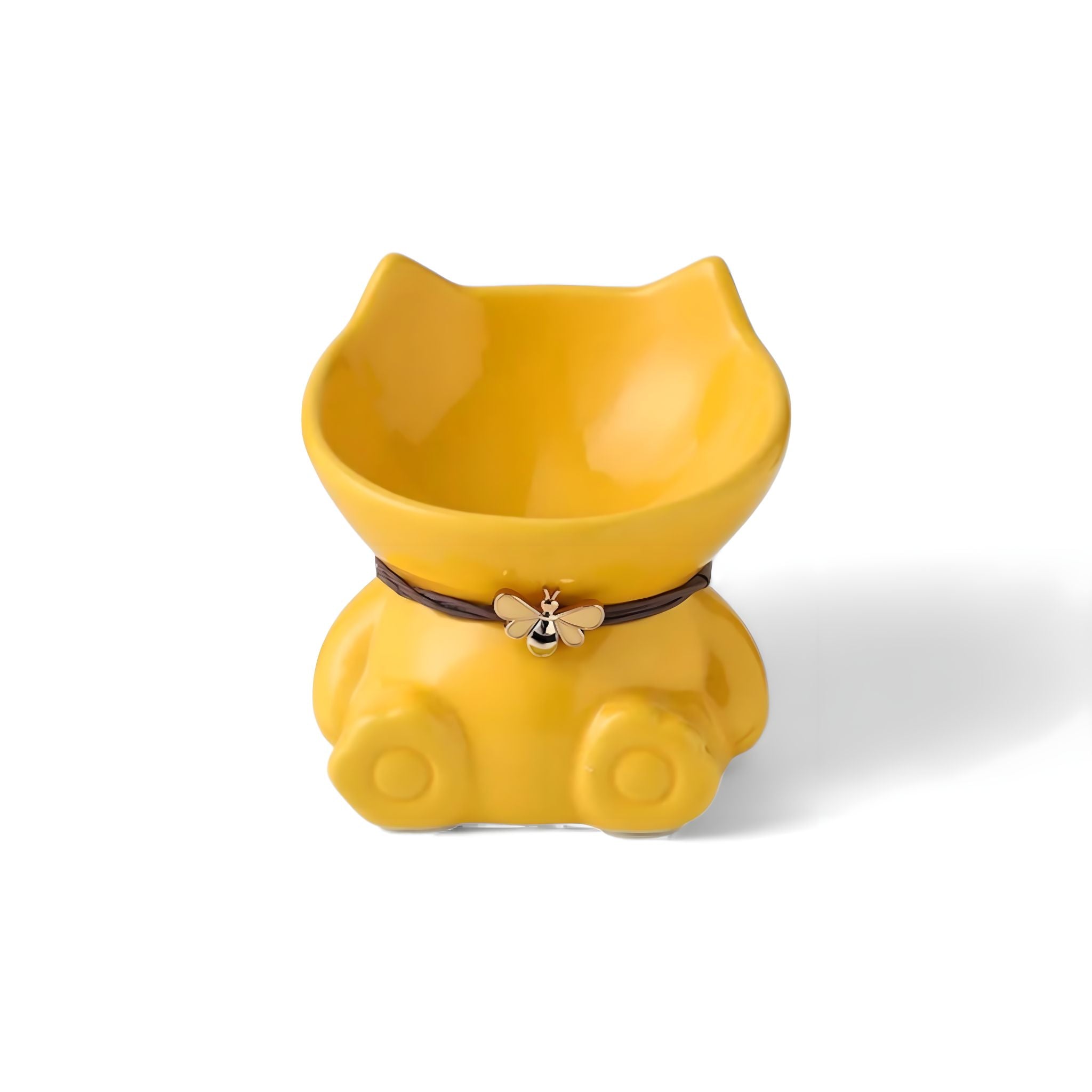 Cat Ceramic Bowl cat bowl Luxe Pet Store Yellow S 