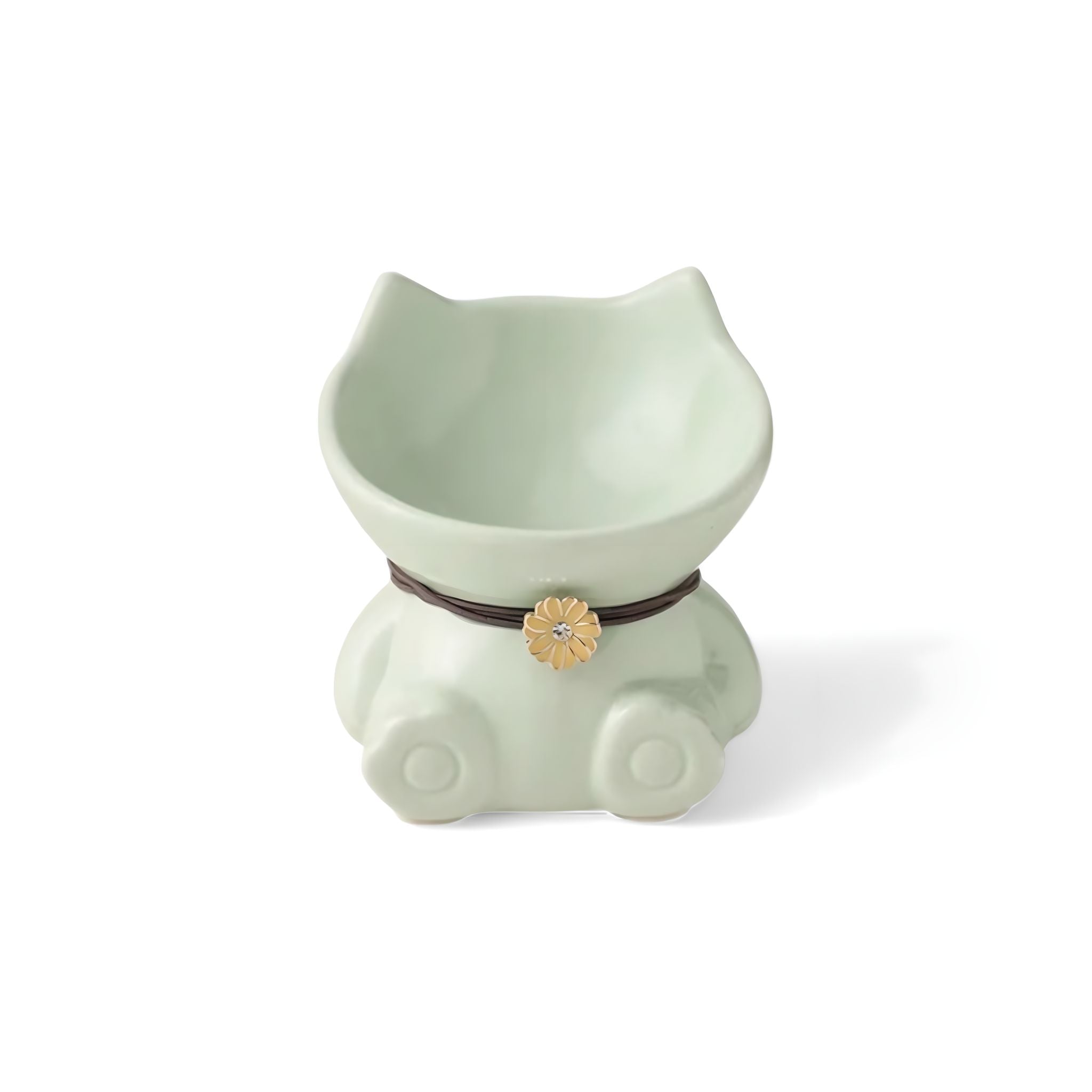 Cat Ceramic Bowl cat bowl Luxe Pet Store Green S 