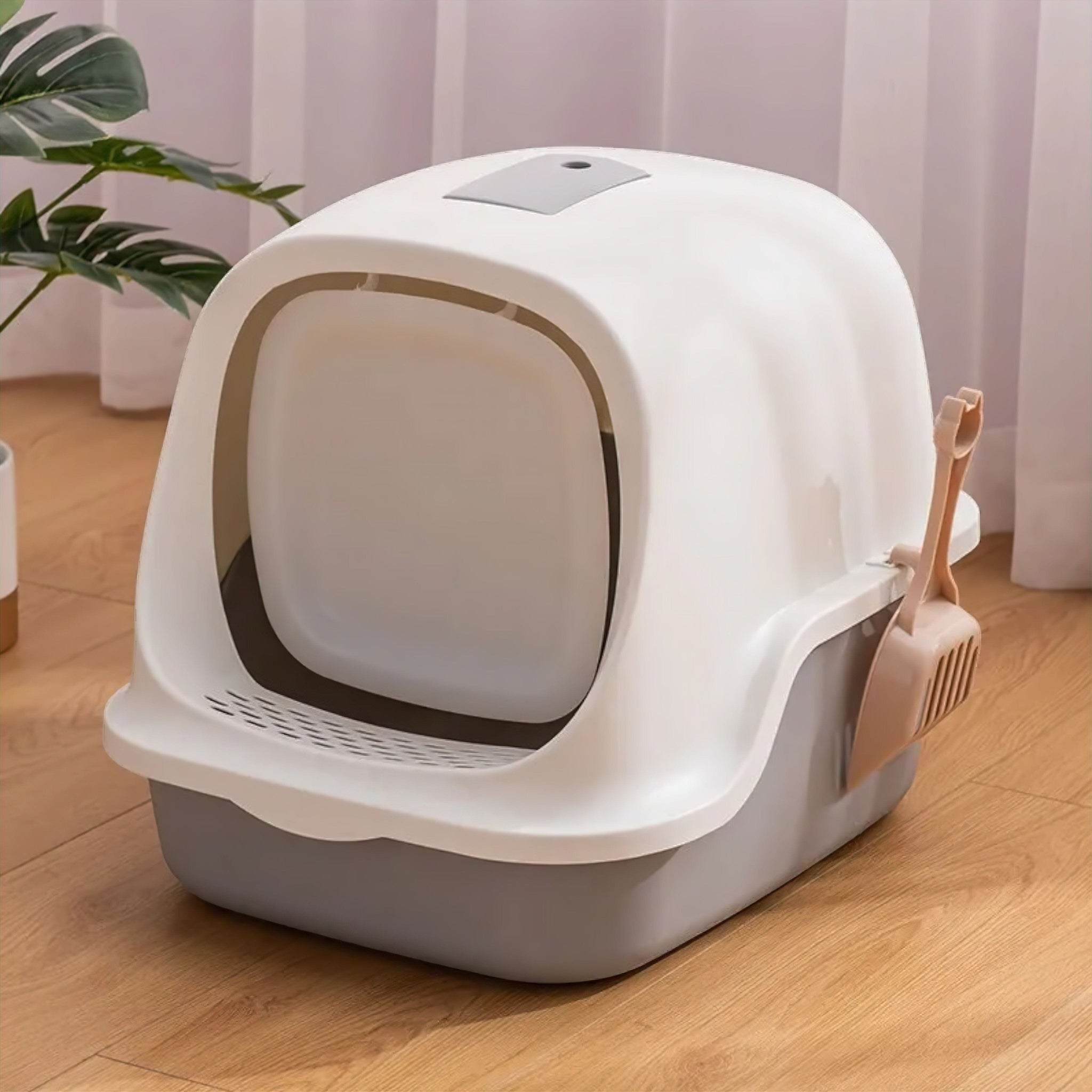 Kitty Litter Hideaway Litter Tray USAdrop Ivory 