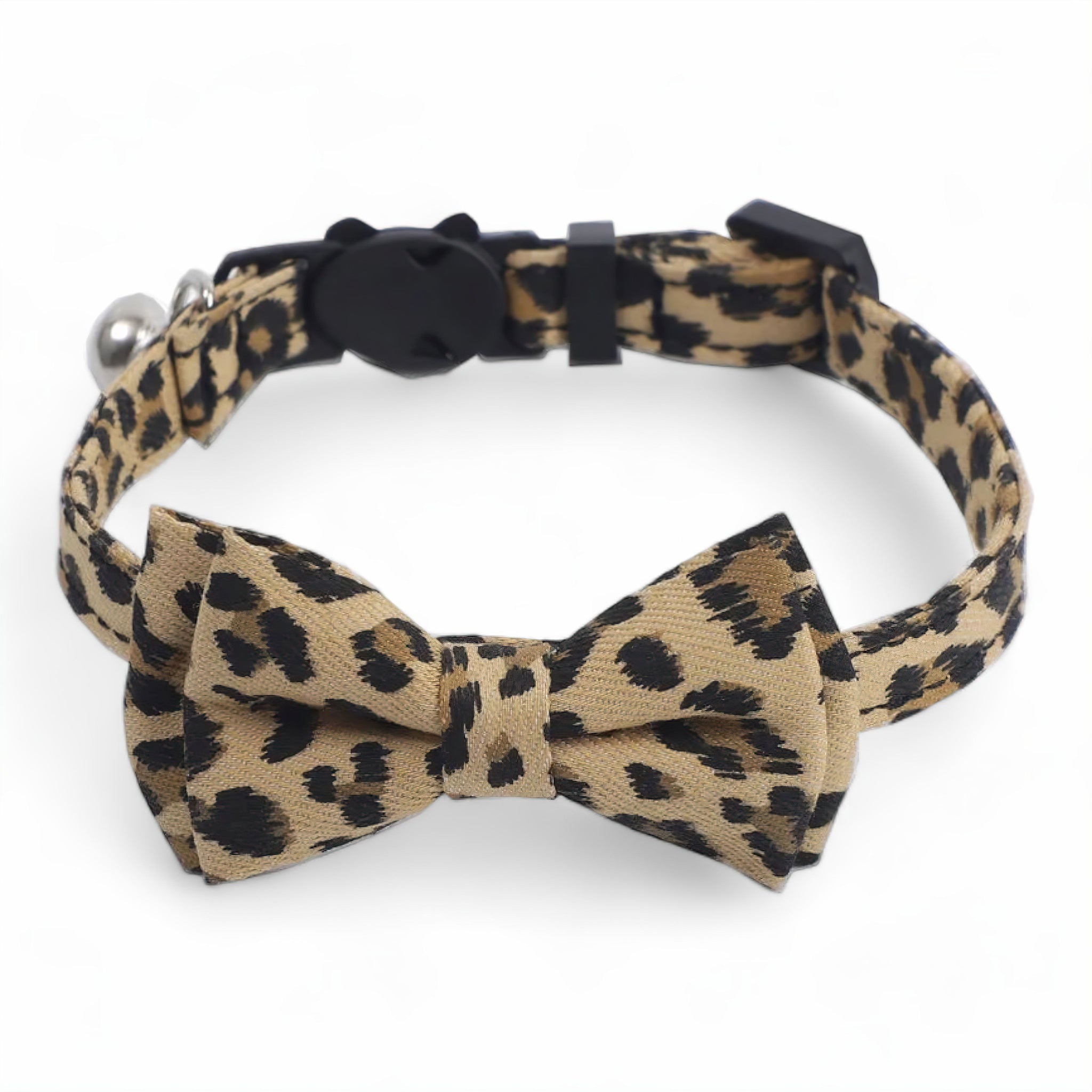 Leopard PurrBow Collar Cat Collar Luxe Pet Store Khaki 