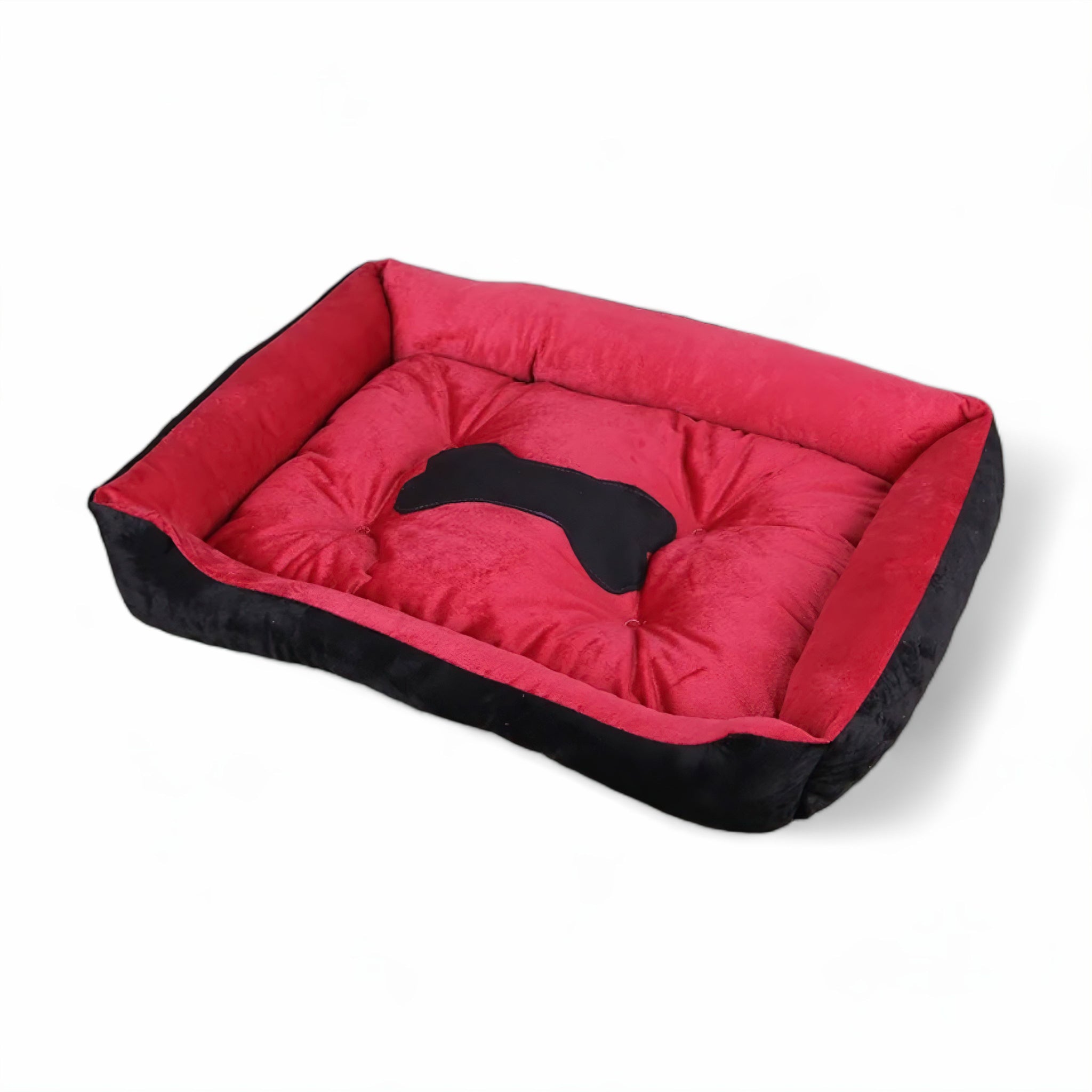 Comfy Paws Plush Bed Dog Bed Luxe Pet Store Black + Red XXS 