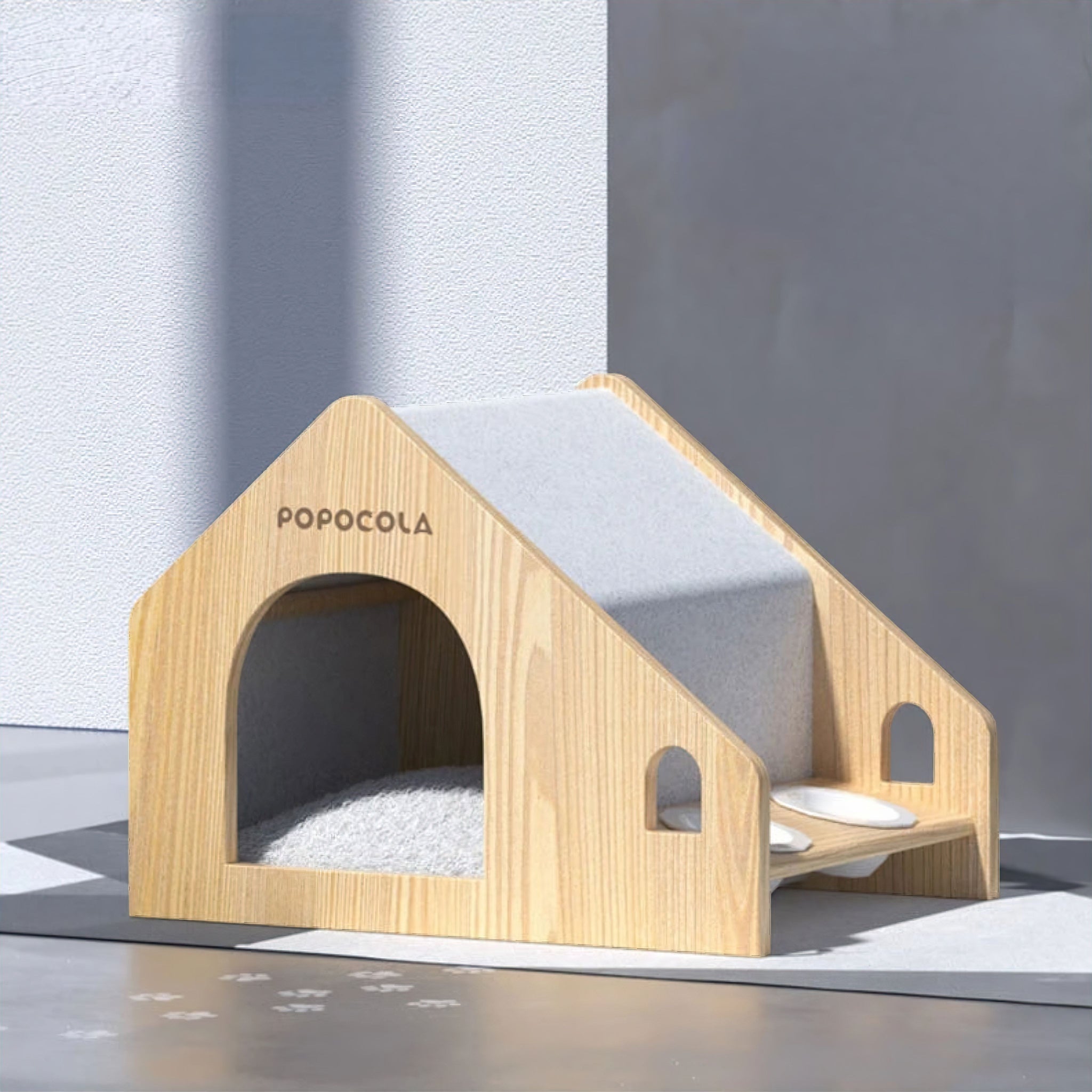 Popocola Pet Villa pet bed Luxe Pet Store Tan + Grey 