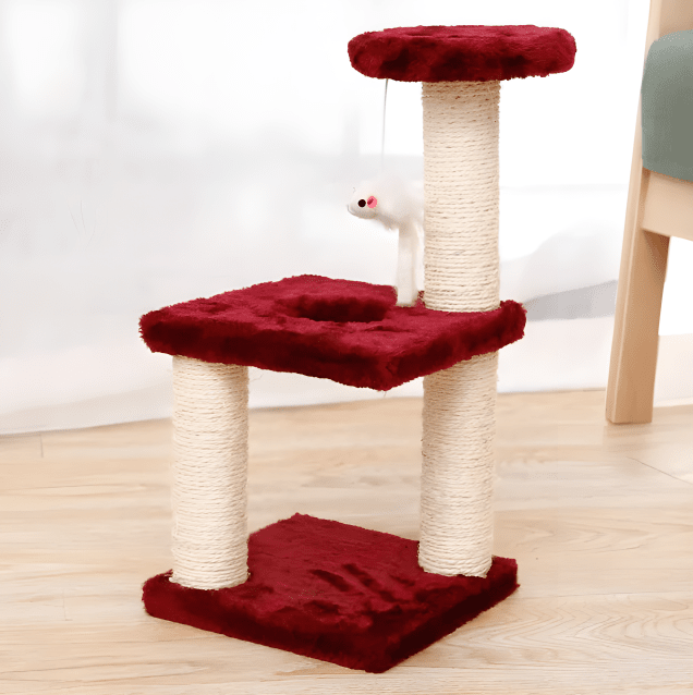 3-Layer Cat Tree Cat Tree Luxe Pet Store Red 