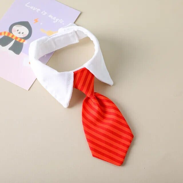 Striped Pet Bow Tie Pet Bow Tie USAdrop Red + Orange S 