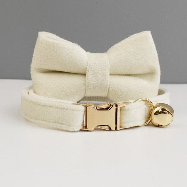 Custom Velvet Collar Velvet Cat Collar USAdrop White L Bow