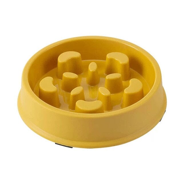 Non-Slip Food Feeder bowl USAdrop Yellow Round 