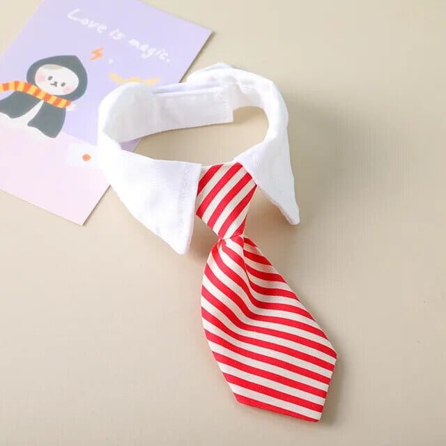 Striped Pet Bow Tie Pet Bow Tie USAdrop Red + White S 