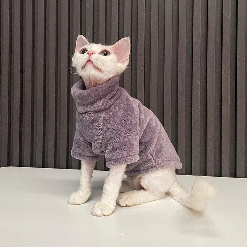 Fashionable Cat Winter Jumper Cat Clothing USAdrop Purple XS 